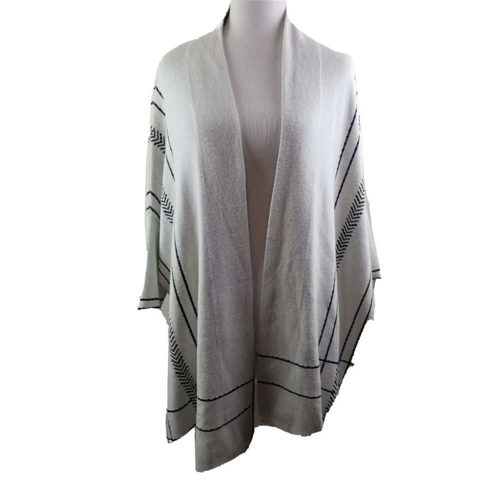 Chico's S/M Loose Sweater Poncho Cardigan Sequins Oversized White & Black Dolman